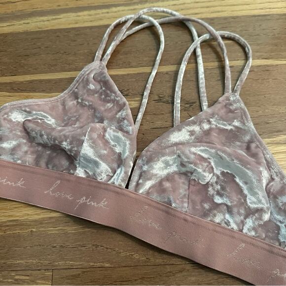 PINK Victoria’s Secret Velvet Triangle Bralette, Very Soft, Strappy, M - Picture 3 of 13